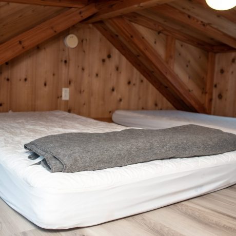 Mezzanine bedroom area with two twin size beds