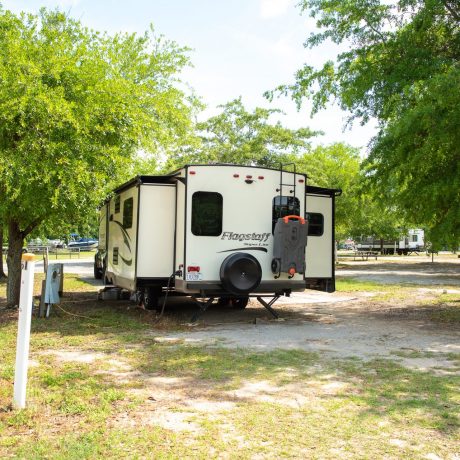 RV parked and ready for camping