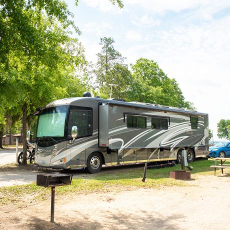 RV parked and ready for camping