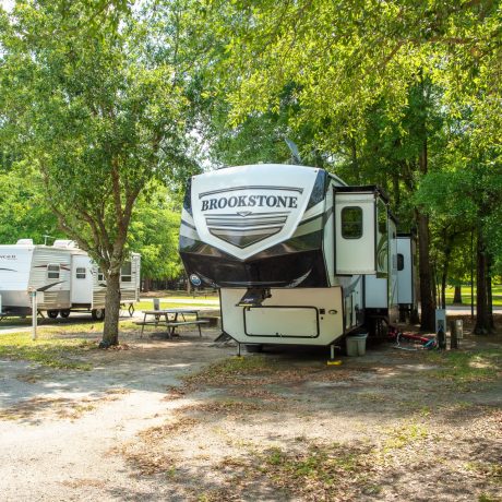 RV parked and ready for camping