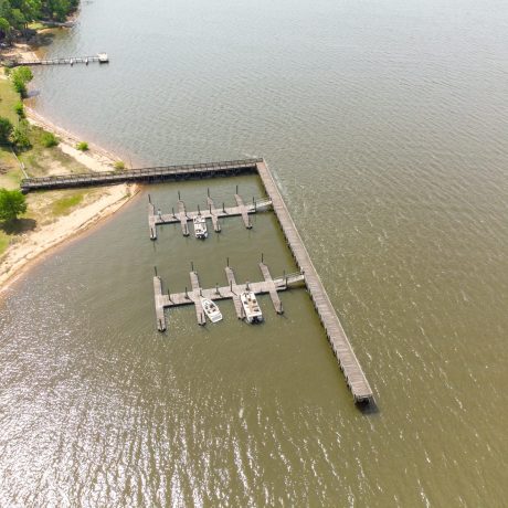 aerial view of mooring in the lake